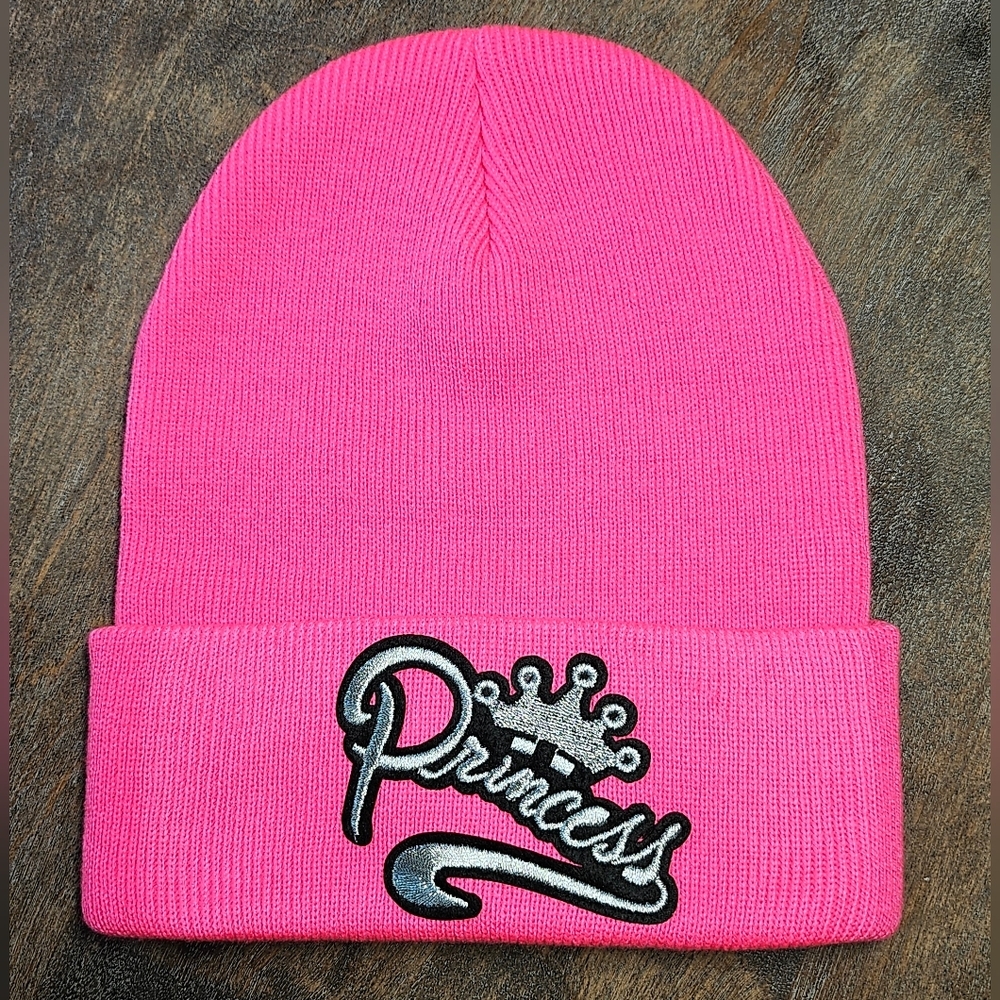 NWT Pink Beanie With Princess Patch
